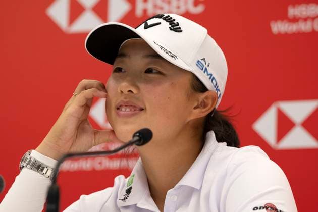 (240227) -- SINGAPORE, Feb. 27, 2024 -- Yin Ruoning of China attends the HSBC Women s World Championship, WM, Weltmeisterschaft pre-tournament press conference, PK, Pressekonferenz held at the Singapore s Sentosa Golf Club on Feb. 27, 2024. (Photo by Xinhua) (SP)SINGAPORE-GOLF-WOMEN S WORLD CHAMPIONSHIP-PRESS CONFERENCE ThenxChihxWey 