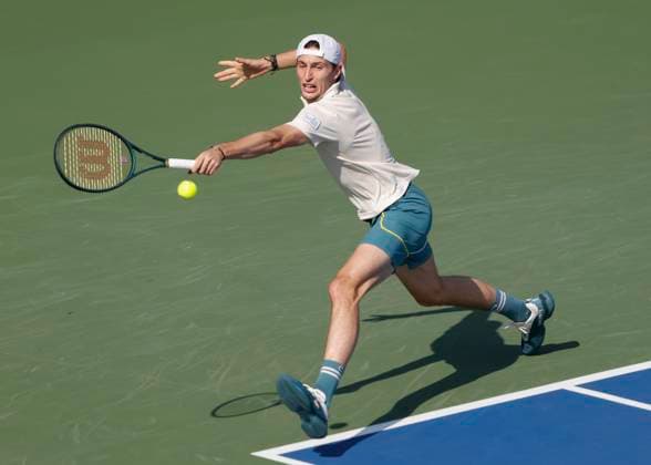 Ugo Humbert FRA , Dubai Duty Free Tennis Championships, Dubai, U A E Tennis Dubai Tennis Championships 2024 ATP Dubai Duty Free Tennis Stadium Dubai United Arab Emirates 27 February 2024 Copyright: xJuergenxHasenkopfx
