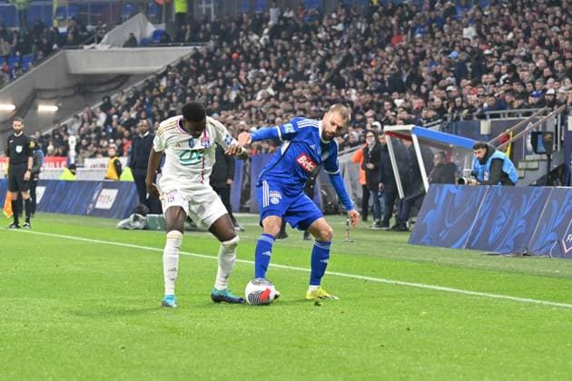 Ernest Appiah (lyon) vs (strasbourg) FOOTBALL: Olympique Lyonnais vs Racing Club de Strasbourg Alsace - 1 4 Coupe de France - 27 02 2024 FredericChambert Panoramic 