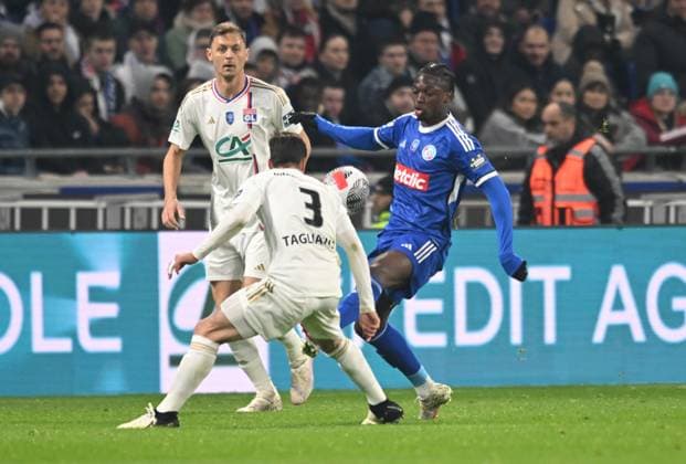 Dilane Bakwa (strasbourg) FOOTBALL: Olympique Lyonnais vs Racing Club de Strasbourg Alsace - 1 4 Coupe de France - 27 02 2024 FredericChambert Panoramic 