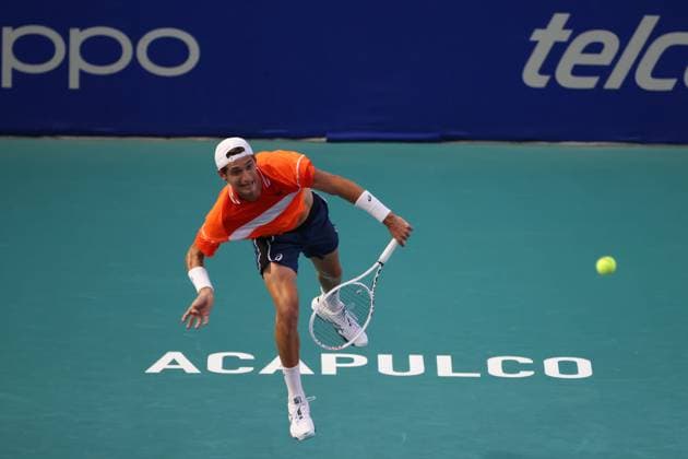(240228) -- ACAPULCO, Feb. 28, 2024 -- Terence Atmane of France serves during the men s singles first round match against Dominik Koepfer of Germany at the 2024 ATP, Tennis Herren Mexican Open tennis tournament in Acapulco, Mexico, Feb. 27, 2024. ) (SP)MEXICO-ACAPULCO-TENNIS-ATP-MEXICAN OPEN LixMengxin 
