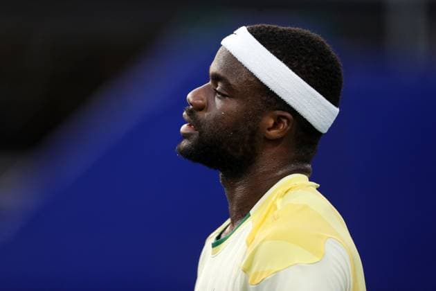 (240228) -- ACAPULCO, Feb. 28, 2024 -- Frances Tiafoe of the United States reacts during the men s singles first round match between Max Purcell of Australia and Frances Tiafoe of the United States at the 2024 ATP, Tennis Herren Mexican Open tennis tournament in Acapulco, Mexico, Feb. 27, 2024. (Photo by Xinhua) (SP)MEXICO-ACAPULCO-TENNIS-ATP-MEXICAN OPEN FranciscoxCanedo 