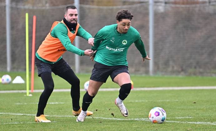 28 02 2024 Soccer 2 Bundesliga Season 2023 2024 SpVgg Greuther Fürth Fuerth Kleeblatt Training xwoxzix Niko Gießelmann Giesselmann 17, SpVgg Greuther Fürth Armindo Sieb 30, SpVgg Greuther Fürth