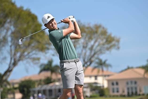 PALM BEACH GARDENS, FL - FEBRUARY 28: Brandon Wu (USA) plays in the Pro-AM golf tournament at the Cognizant Classic at PGA, Golf Herren National on February 28, 2024, in Palm Beach Gardens, Florida. (Photo by Michele Eve Sandberg Icon Sportswire) GOLF: FEB 28 PGA Cognizant Classic in The Palm Beaches EDITORIAL USE ONLY Icon24022820040