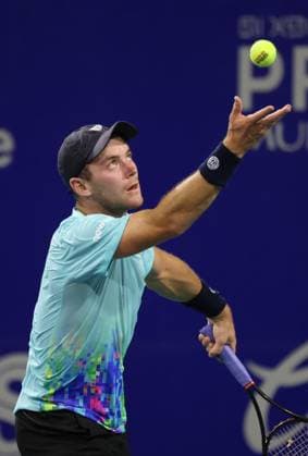 (240229) -- ACAPULCO, Feb. 29, 2024 -- Dominik Koepfer of Germany serves during the men s singles second round match between Frances Tiafoe of the United States amd Dominik Koepfer of Germany at the 2024 ATP, Tennis Herren Mexican Open tennis tournament in Acapulco, Mexico, Feb. 28, 2024. ) (SP)MEXICO-ACAPULCO-TENNIS-ATP-MEXICAN OPEN LixMengxin 