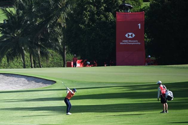 (240229) -- SINGAPORE, Feb. 29, 2024 -- Saso Yuka of Japan competes during the first day of the HSBC Women s World Championship, WM, Weltmeisterschaft held in Singapore s Sentosa Golf Club on Feb. 29, 2024. (Photo by Xinhua) (SP)SINGAPORE-GOLF-WOMEN S WORLD CHAMPIONSHIP ThenxChihxWey 