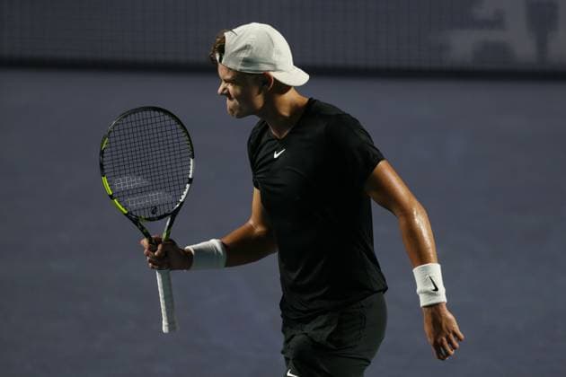 (240229) -- ACAPULCO, Feb. 29, 2024 -- Holger Rune of Denmark reacts during the men s round 16 match between Holger Rune of Denmark and Aleksandar Kovacevic of the United States at the 2024 ATP, Tennis Herren Mexican Open tennis tournament in Acapulco, Mexico, Feb. 28, 2024. (Photo by Xinhua) (SP)MEXICO-ACAPULCO-TENNIS-ATP-MEXICAN OPEN FranciscoxCanedo 