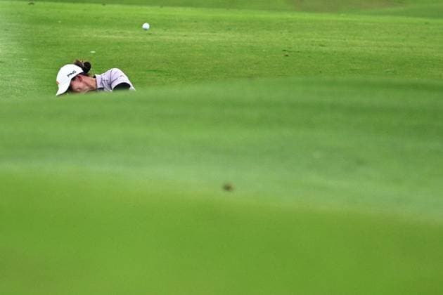 (240301) -- SINGAPORE, March 1, 2024 -- Linn Grant of Sweden competes during the second day of the HSBC Women s World Championship, WM, Weltmeisterschaft held in Singapore s Sentosa Golf Club on March 1, 2024. (Photo by Then Chih Wey Xinhua) (SP)SINGAPORE-GOLF-WOMEN S WORLD CHAMPIONSHIP XinxJiapo 