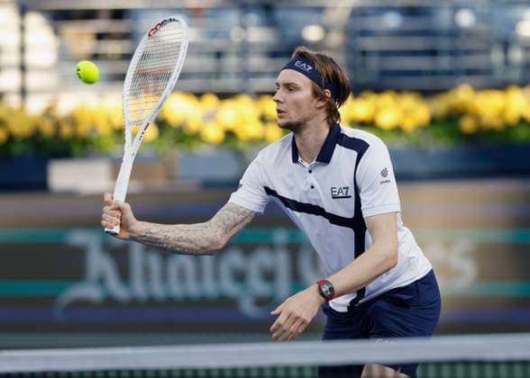Alexander Bublik, Dubai Duty Free Tennis Championships, Dubai, U A E Tennis Dubai Tennis Championships 2024 ATP Dubai Duty Free Tennis Stadium Dubai United Arab Emirates 1 March 2024 Copyright: xJuergenxHasenkopfx