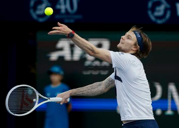 Alexander Bublik, Dubai Duty Free Tennis Championships, Dubai, U A E Tennis Dubai Tennis Championships 2024 ATP Dubai Duty Free Tennis Stadium Dubai United Arab Emirates 1 March 2024 Copyright: xJuergenxHasenkopfx
