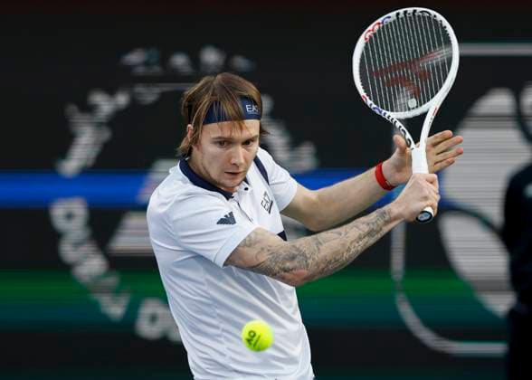 Alexander Bublik, Dubai Duty Free Tennis Championships, Dubai, U A E Tennis Dubai Tennis Championships 2024 ATP Dubai Duty Free Tennis Stadium Dubai United Arab Emirates 1 March 2024 Copyright: xJuergenxHasenkopfx