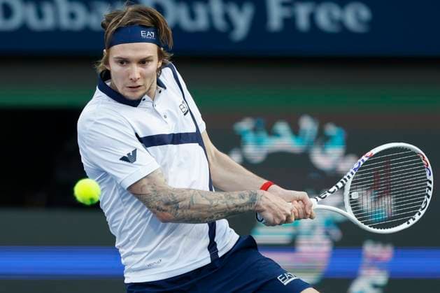 Alexander Bublik, Dubai Duty Free Tennis Championships, Dubai, U A E Tennis Dubai Tennis Championships 2024 ATP Dubai Duty Free Tennis Stadium Dubai United Arab Emirates 1 March 2024 Copyright: xJuergenxHasenkopfx