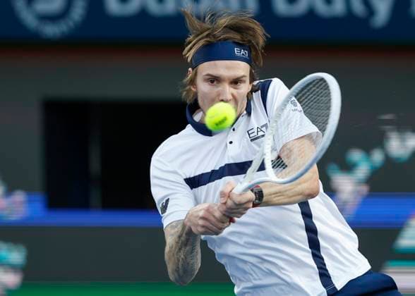 Alexander Bublik, Dubai Duty Free Tennis Championships, Dubai, U A E Tennis Dubai Tennis Championships 2024 ATP Dubai Duty Free Tennis Stadium Dubai United Arab Emirates 1 March 2024 Copyright: xJuergenxHasenkopfx