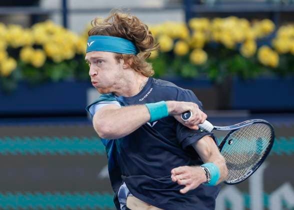 Andrey Rublev, Dubai Duty Free Tennis Championships, Dubai, U A E Tennis Dubai Tennis Championships 2024 ATP Dubai Duty Free Tennis Stadium Dubai United Arab Emirates 1 March 2024 Copyright: xJuergenxHasenkopfx