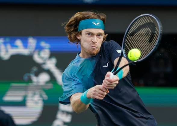 Andrey Rublev, Dubai Duty Free Tennis Championships, Dubai, U A E Tennis Dubai Tennis Championships 2024 ATP Dubai Duty Free Tennis Stadium Dubai United Arab Emirates 1 March 2024 Copyright: xJuergenxHasenkopfx