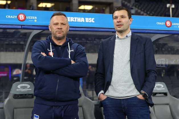 01 03 2024, xtgx, Soccer 2 Bundesliga, Hertha BSC Berlin Holstein Kiel emspor, v l Pal Dardai Hertha, Coach , Benjamin Weber Hertha, Sports Director DFL DFB REGULATIONS PROHIBIT ANY USE OF PHOTOGRAPHS as IMAGE SEQUENCES and or QUASI VIDEO Berlin