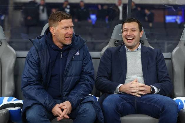 01 03 2024, xtgx, Soccer 2 Bundesliga, Hertha BSC Berlin Holstein Kiel emspor, f l Andreas Zecke Neuendorf Hertha, Head of Licensing Benjamin Weber Hertha, Sports Director DFL DFB REGULATIONS PROHIBIT ANY USE OF PHOTOGRAPHS as IMAGE SEQUENCES and or QUASI VIDEO Berlin