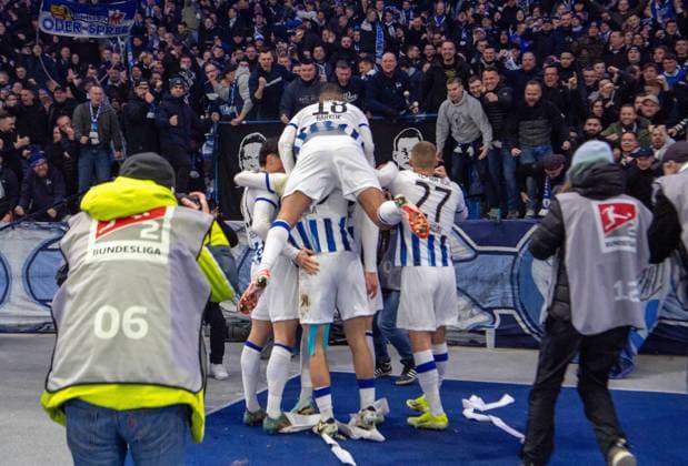 Soccer, Men, Season 2023 2024, 2 Bundesliga 24 Matchday , Hertha BSC Holstein Kiel, Hertha celebrates after goal to 1 0 by Haris Tabakovic Hertha BSC , 01 03 2024, Copyright: xSebastianxRäppold MatthiasxKochx