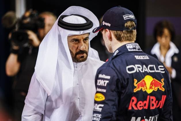 BEN SULAYEM Mohammed (uae), President of the FIA, portrait VERSTAPPEN Max (ned), Red Bull Racing RB20, portrait during the Formula 1 Gulf Air Bahrain Grand Prix 2024, 1st round of the 2024 FIA Formula One World Championship, WM, Weltmeisterschaft from February 29 to March 2, 2024 on the Bahrain International Circuit, in Sakhir, Bahrain - F1 - BAHRAIN GRAND PRIX 2024 DPPI Panoramic  240301_R01_BAHRAIN__BR52156