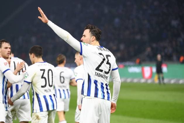 01 03 2024, xtgx, Soccer 2 Bundesliga, Hertha BSC Berlin Holstein Kiel emspor, v l jubilation after the 2 0 by Haris Tabakovic Hertha, 25 DFL DFB REGULATIONS PROHIBIT ANY USE OF PHOTOGRAPHS as IMAGE SEQUENCES and or QUASI VIDEO Berlin