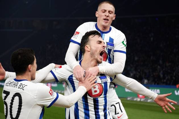 Haris Tabakovic Hertha BSC, 25 celebrates his goal for 2 0, GER, Hertha BSC vs Holstein Kiel, Soccer Men, 2 Bundesliga, Season 2023 2024, 24 Matchday, 01 03 2024 DFL REGULATIONS PROHIBIT ANY USE OF PHOTOGRAPHS AS IMAGE SEQUENCES AND OR QUASI VIDEO GER, Hertha BSC vs Holstein Kiel, Soccer Men, 2 Bundesliga, Season 2023 2024, 24 Matchday, 01 03 2024 Berlin Copyright: xEibner-Pressefotox xClaudiusxRaux EP_CRH