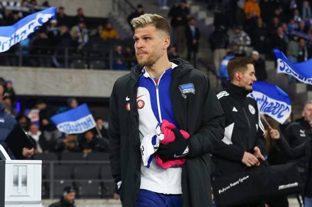 01 03 2024, xtgx, Soccer 2 Bundesliga, Hertha BSC Holstein Kiel emspor, v l Florian Niederlechner Hertha, 7 as substitute player DFL DFB REGULATIONS PROHIBIT ANY USE OF PHOTOGRAPHS as IMAGE SEQUENCES and or QUASI VIDEO Berlin