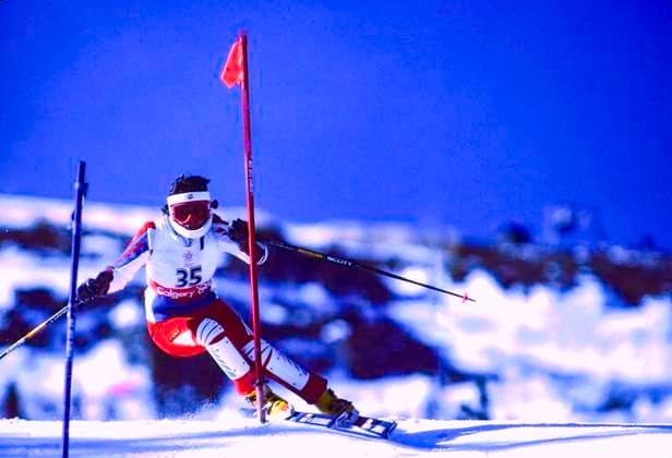 Olympics 1988 Skiing Diann Roffe (USA) competing in the Women s Slalom at the 1988 Olympic Winter games, Winterspiele,Spiele, Summer games Calgary Nakiska Alberta Canada Copyright: xDuomo PCNx OL88N1 SK26008