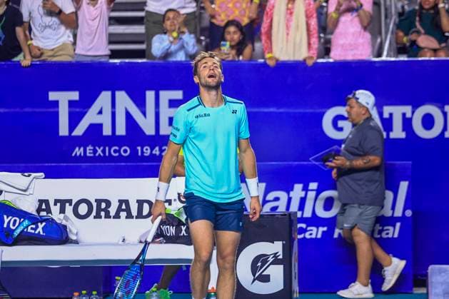 Norwegian tennis player Casper Rudd reacts during his singles match against Danish player Holger Rune at the Mexican Tennis Open, in Acapulco state of Guerrero (Mexico), 02 March 2024. Mexican Open Tennis Tournament in Acapulco Guerrero !ACHTUNG: NUR REDAKTIONELLE NUTZUNG!  Copyright: xDAVIDxGUZMANx GRAF3623 20240302-55013046796_1