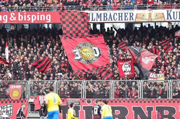 02 03 2024 Soccer Season 2023 2024 2 Soccer Bundesliga 24 Matchday 1 FC Nürnberg FCN Club BTSV Eintracht Braunschweig EBS Sportfoto Zink DaMa xdaxmax DFL regulations prohibit any use of photographs as image sequences and or quasi video only for editorial use Clubfan Clubfans FCN Fans Fans cheer on FCN Team Team Schwenkfahnen