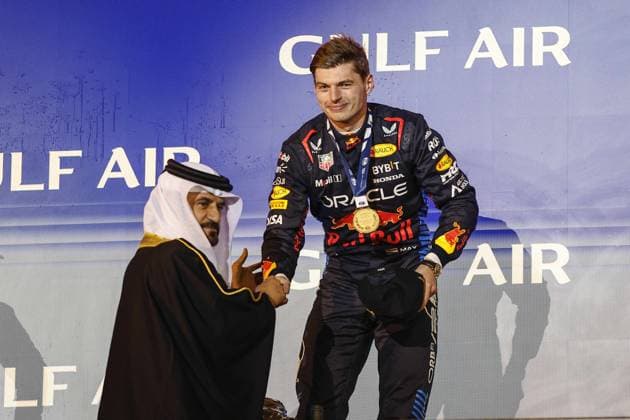 VERSTAPPEN Max (ned), Red Bull Racing RB20, portrait BEN SULAYEM Mohammed (uae), President of the FIA, portrait during the Formula 1 Gulf Air Bahrain Grand Prix 2024, 1st round of the 2024 FIA Formula One World Championship, WM, Weltmeisterschaft from February 29 to March 2, 2024 on the Bahrain International Circuit, in Sakhir, Bahrain - F1 - BAHRAIN GRAND PRIX 2024 DPPI Panoramic 240302_R01_BAHRAIN__BR36455