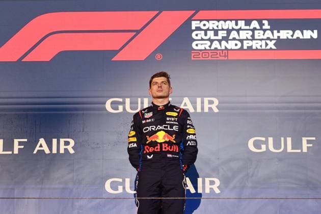 Sport Bilder des Tages F1 Bahrain Grand Prix 2024 Max Verstappen of Red Bull Racing at podium after the Formula 1 Bahrain Grand Prix at Sakhir Circuit in Sakhir, Bahrain on March 2, 2024. Sakhir Bahrain  Copyright: xJakubxPorzyckix originalFilename:porzycki-f1bahrai240302_nplEm.jpg