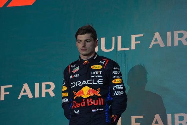 02 03 2024, Bahrain International Circuit, Sakhir, Formula 1 Gulf Air Bahrain Grand Prix 2024 ,in the picture podium winner Max Verstappen NLD , Oracle Red Bull Racing, 2nd place for Sergio Perez MEX , Oracle Red Bull Racing, 3rd place for Carlos Sainz Jr ESP , Scuderia Ferrari, Tom Hard, Oracle Red Bull Racing Sakhir Bahrain International Circuit Bahrain eu-images-506