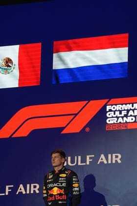 02 03 2024, Bahrain International Circuit, Sakhir, Formula 1 Gulf Air Bahrain Grand Prix 2024 ,in the picture podium winner Max Verstappen NLD , Oracle Red Bull Racing, 2nd place for Sergio Perez MEX , Oracle Red Bull Racing, 3rd place for Carlos Sainz Jr ESP , Scuderia Ferrari, Tom Hard, Oracle Red Bull Racing Sakhir Bahrain International Circuit Bahrain eu-images-506