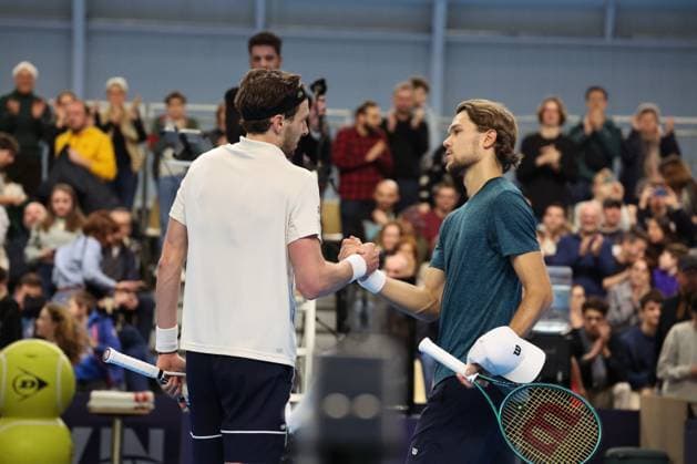 Arthur RINDERKNECH et Otto VIRTANEN (Finlande) lors du Play In Challenger Lille 2024 ATP, Tennis Herren Challenger Tour, le 2 mars 2024 TENNIS : PLAY IN CHALLENGER LILLE 02 03 2024 LaurentSanson Panoramic 