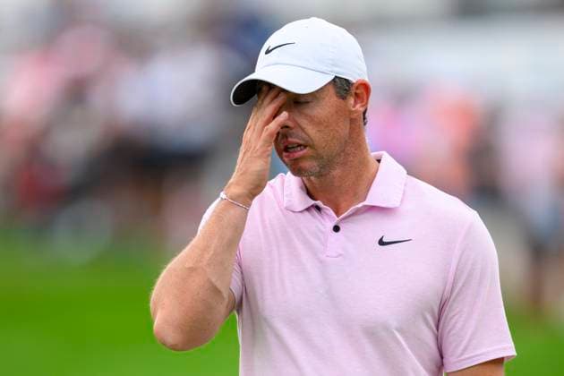 PALM BEACH GARDENS, FL - MARCH 02: Rory McIlroy of Northern Ireland reacts at the eighteenth hole during the third round of Cognizant Classic in The Palm Beaches at PGA, Golf Herren National Resort the Champion Course on March 2, 2024 in Palm Beach Gardens, Florida.(Photo by Doug Murray Icon Sportswire) GOLF: MAR 02 PGA Cognizant Classic in The Palm Beaches EDITORIAL USE ONLY Icon79620240302001