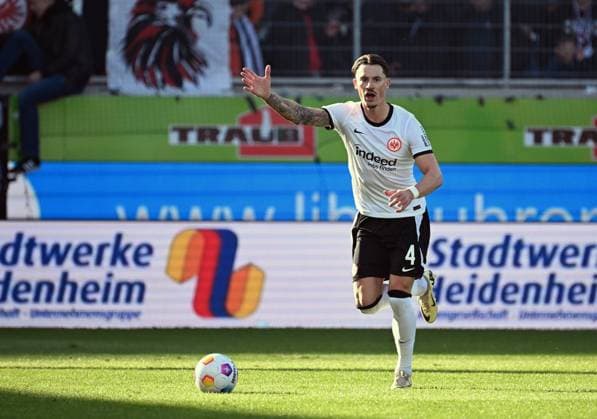 02 03 2024, xjhx, Soccer 1 Bundesliga, 1 FC Heidenheim Eintracht Frankfurt emspor, v l Robin Koch Eintracht Frankfurt FREISTELLER DFL DFB REGULATIONS PROHIBIT ANY USE OF PHOTOGRAPHS as IMAGE SEQUENCES and or QUASI VIDEO Heidenheim