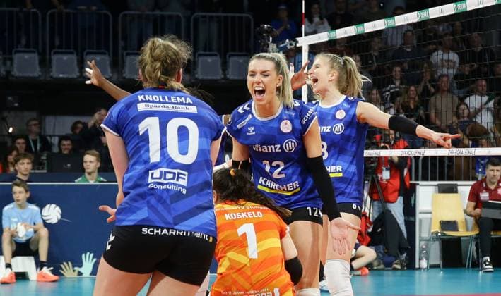 Mannheim , DVV Womens Cup Final , SC Potsdam vs Allianz MTV Stuttgart , Jubel Stuttgart , Britt Bongaerts