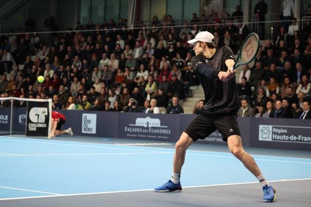 Joris DE LOORE (Belgique) lors de la finale du Play In Challenger Lille 2024 ATP, Tennis Herren Challenger Tour, le 3 mars 2024 TENNIS : PLAY IN CHALLENGER LILLE FINALE 03 03 2024 LaurentSanson Panoramic 