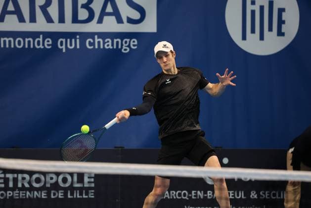 Joris DE LOORE (Belgique) lors de la finale du Play In Challenger Lille 2024 ATP, Tennis Herren Challenger Tour, le 3 mars 2024 TENNIS : PLAY IN CHALLENGER LILLE FINALE 03 03 2024 LaurentSanson Panoramic 
