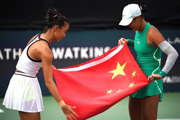 March 3, 2024, Austin, Texas, SPO: Yup Yuan (China), left, wins her first Hologic WTA, Tennis Damen Tour title beating fellow countrywoman Xiyu Wang (China), right, on Sunday, March 03, 2024 during the ATX Open at Westwood Country Club in Austin, Texas. Austin SPO - ZUMAs312 0419298751st Copyright: xDustinxSafranekx