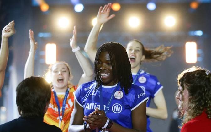 Mannheim , DVV Womens Cup Final , SC Potsdam vs Allianz MTV Stuttgart , Krystal Rivers Stgt