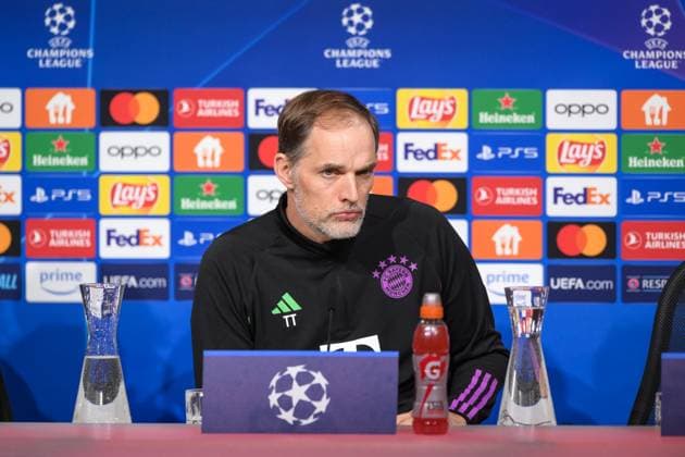 Soccer, UEFA Champions League, 20240304, Press conference FC Bayern Munich SS Lazio Rome In the picture Coach of FC Bayern Munich Thomas TUCHEL listens to questions concentrated stern look Munich Allianz Arena Bayern Germany Copyright: Passion2Press MarkusxFischerx