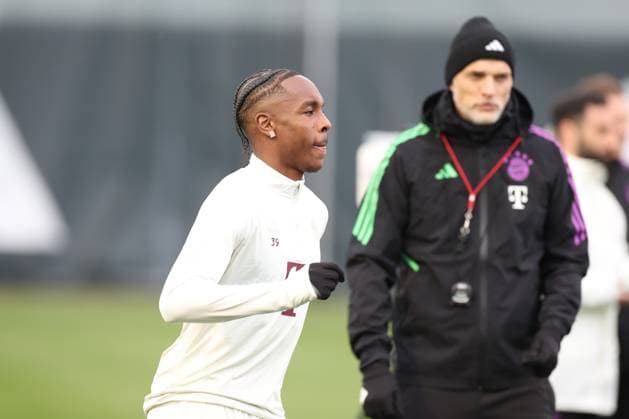 Mathys Tel 39 FC Bayern Muenchen , Final training, FC Bayern Muenchen, Champions League, Soccer, Round of 16, Second leg, 04 03 2024 Muenchen Bayern Germany Copyright: xkolbert-press ChristianxKolbertx