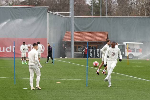 Mathys Tel 39 FC Bayern Muenchen at final training, final training, FC Bayern Muenchen, Champions League, football, round of 16, second leg, 04 03 2024 Muenchen Bayern Germany Copyright: xkolbert-press ChristianxKolbertx