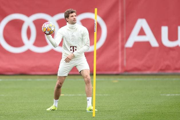 Thomas Mueller 25 FC Bayern Muenchen at final training, final training, FC Bayern Muenchen, Champions League, football, round of 16, second leg, 04 03 2024 Muenchen Bayern Germany Copyright: xkolbert-press ChristianxKolbertx