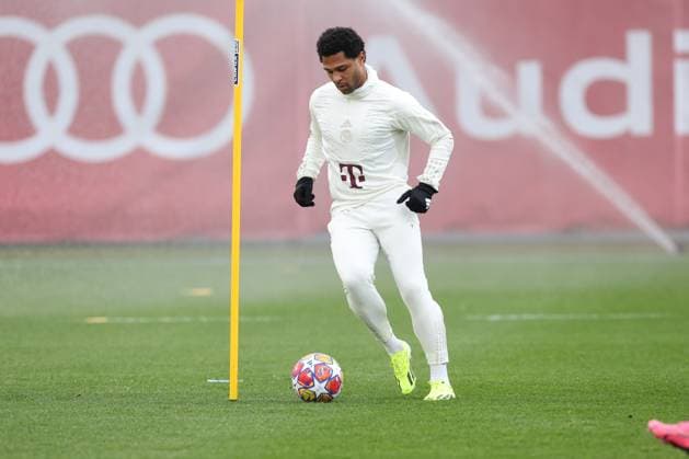 Serge Gnabry 7 FC Bayern Muenchen at final training, final training, FC Bayern Muenchen, Champions League, football, round of 16, second leg, 04 03 2024 Muenchen Bayern Germany Copyright: xkolbert-press ChristianxKolbertx