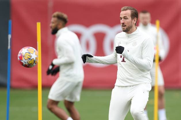 Harry Kane 9 FC Bayern Muenchen at final training, final training, FC Bayern Muenchen, Champions League, football, round of 16, second leg, 04 03 2024 Muenchen Bayern Germany Copyright: xkolbert-press ChristianxKolbertx