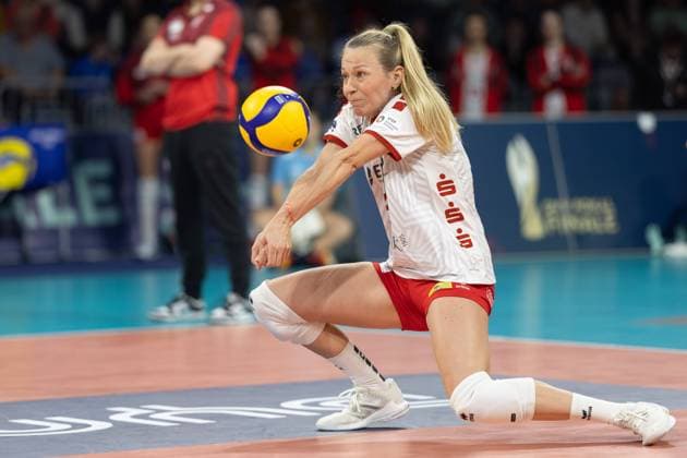 SC Potsdam Allianz MTV Stuttgart, DVV Womens Cup Final 2024 Antonia Stautz SC Potsdam, 6 DVV Womens Cup Final 2024 between SC Potsdam and Allianz MTV Stuttgart on March 3, 2024 at the SAP Arena in Mannheim , Mannheim Hessen Germany SAP Arena