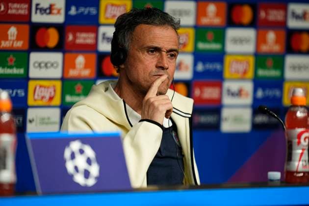Paris Saint-Germain Training Session And press conference, PK, Pressekonferenz - UEFA Champions League 2023 24 Paris Saint-Germain s Spanish head coach Luis Enrique gives a press conference on the eve of their UEFA Champions League last 16 second leg football match against Real Sociedad at the Reale Arena stadium in San Sebastian on March 4, 2024 Bilbao Spain  Copyright: xJosexBretonx originalFilename:breton-parissai240304_npOmN.jpg