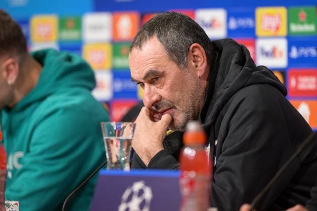 Soccer, UEFA Champions League, 20240304, Press conference FC Bayern Munich SS Lazio Rome In the picture Coach of SS Lazio Rome Maurizio SARRI Munich Allianz Arena Bayern Germany Copyright: Passion2Press MarkusxFischerx